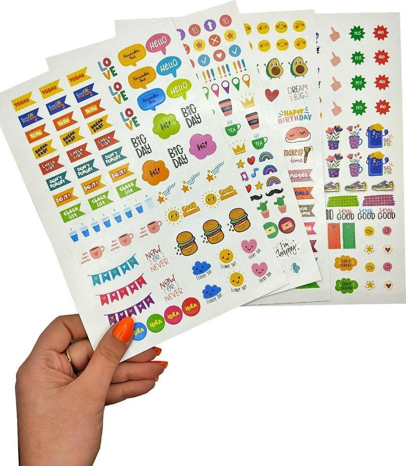 4 Sayfalı Sticker Seti , Planlayıcı Sticker , Sticker Defter Seti  (24x16 cm)