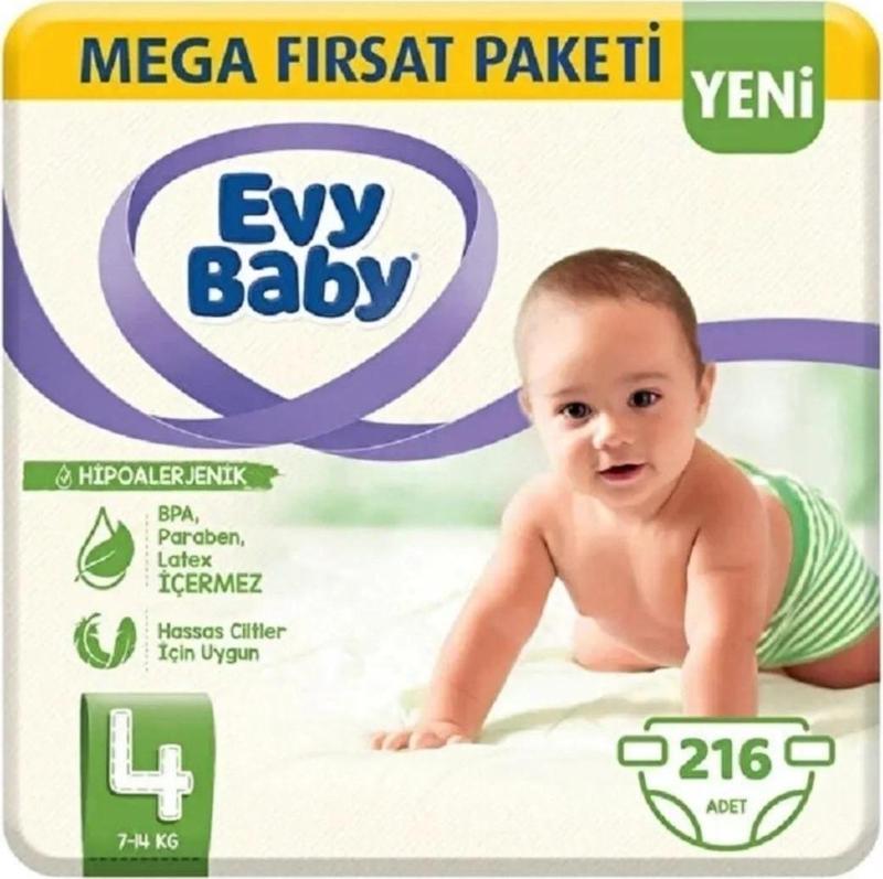 Bebek Bezi 4 Numara 7-14 Kg 216 Adet