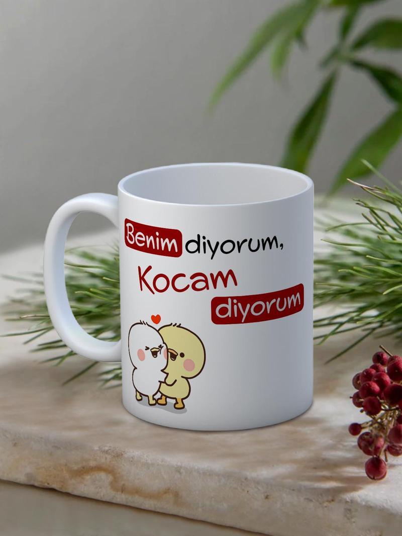 Baskılı Kupa Bardak Seramik Mug - Kocam Diyorum..