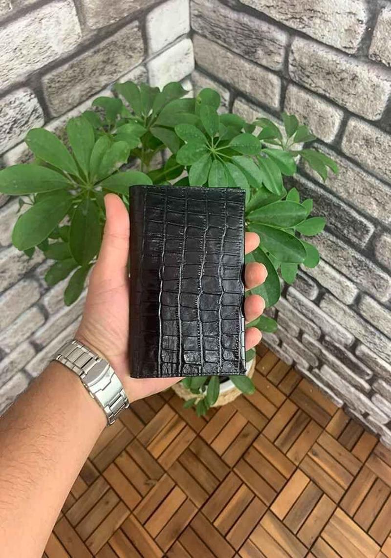 Croco Baskılı Siyah Pasaport Kılıfı - GRD2403XW22407