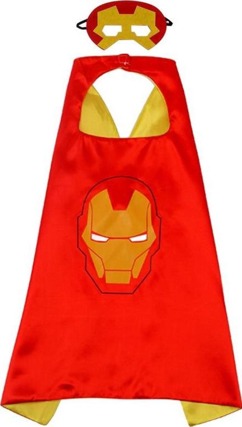Demir Adam İron Man Avengers Pelerin + Maske Kostüm Seti 70x70 cm 