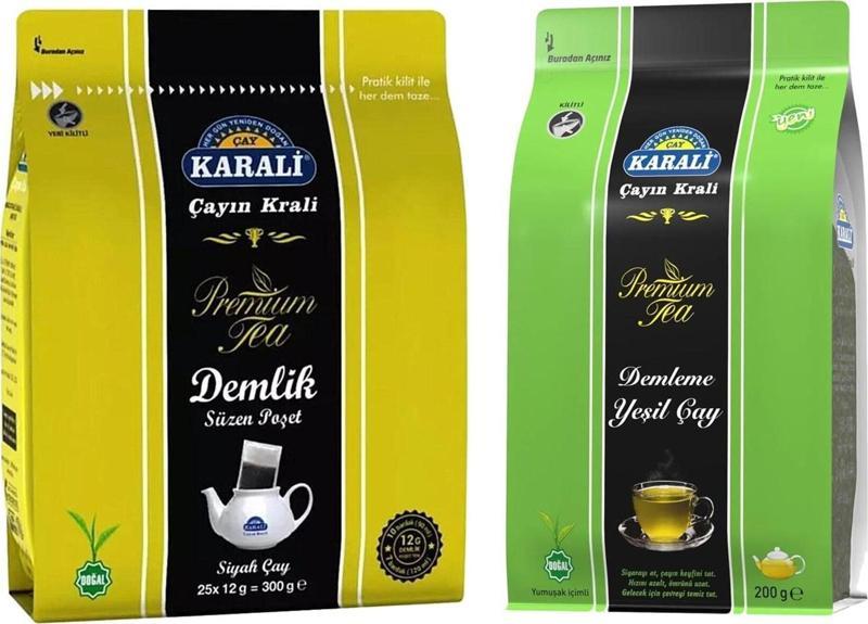 Karali Premium Demlik Poşet Çay 300 gr + Demleme Yeşil Çay 200 gr