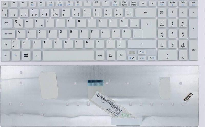 Acer ile Uyumlu Aspire V3-771G-53218G50MAKK, V3-771G-53238G1TMAKK Klavye Beyaz