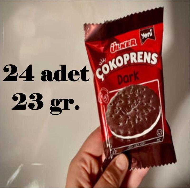 çokoprens dark sütlü kremalı kakaolu sandviç bisküvi tekli paket 23 gr 24 adet
