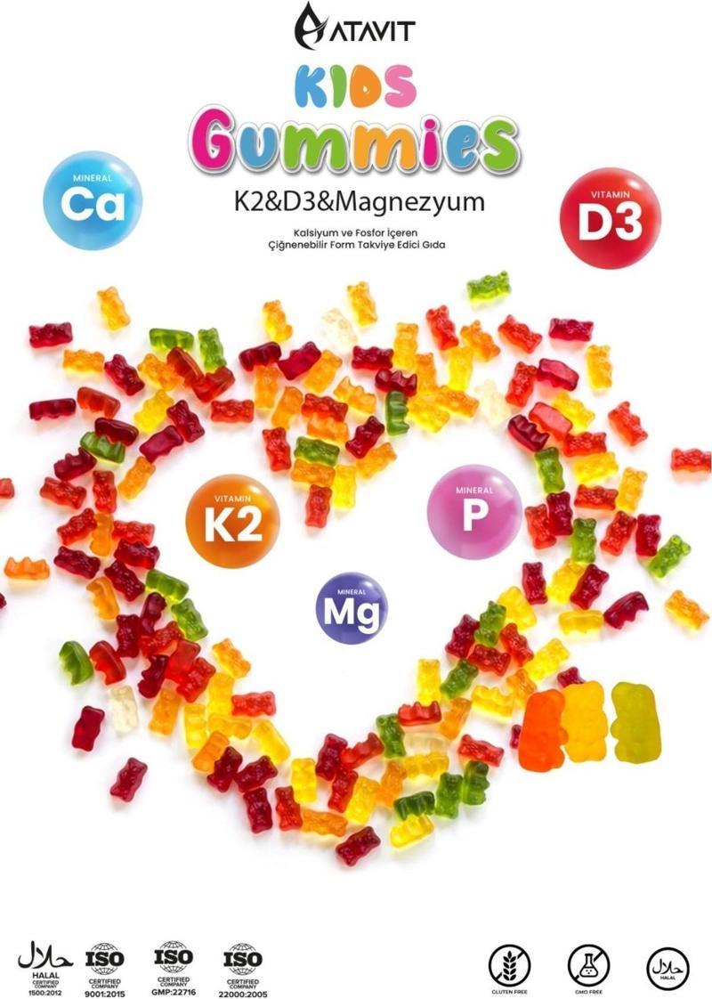 D3 K2 Magnezyum Kalsiyum Fosfor Gummıes Kids