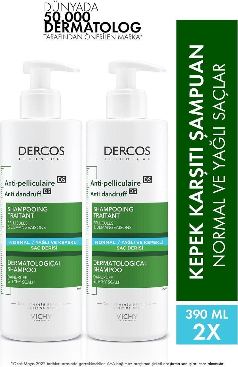 Dercos Anti-dandruff Kepek Karşıtı Şampuan Normal & Yağlı Saçlar 390 Mlx 2 Adet 8681689315023