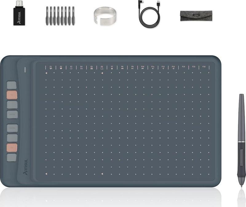 A1201 12 Inc Grafik Çizim Tableti - 8192 Seviye Basınçlı Pilsiz Kalem