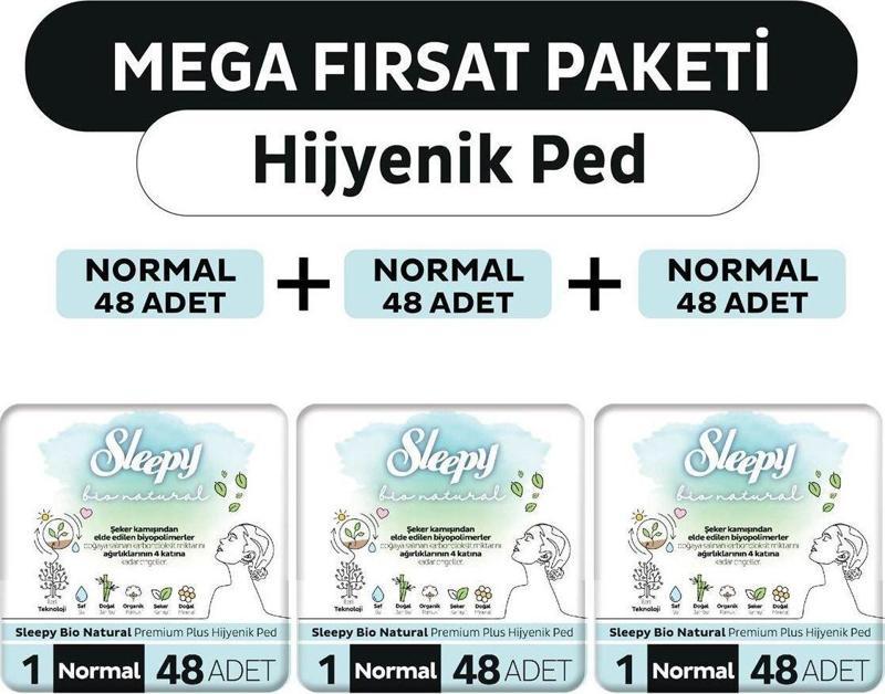 Bio Natural Premium Plus Hijyenik Ped Mega Fırsat Paketi Normal 144 Adet