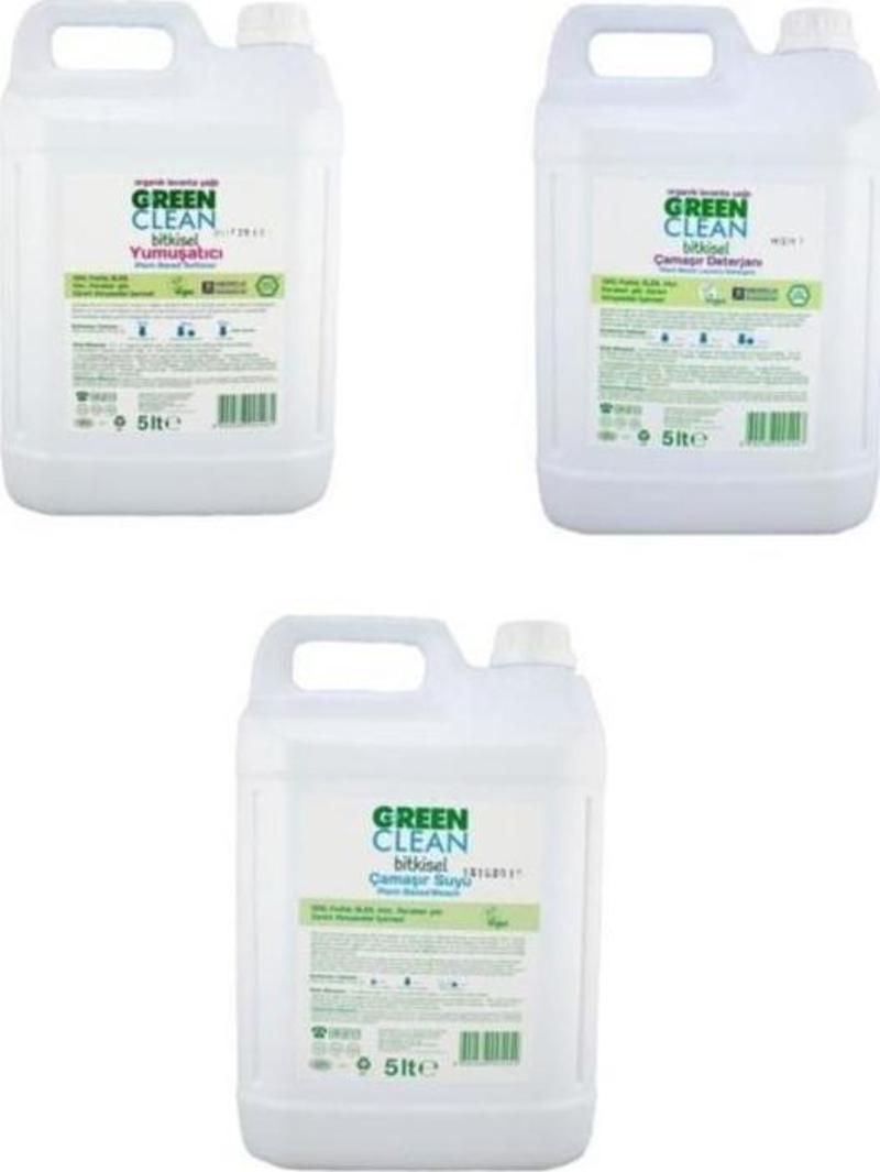 Organik Çamaşır Deterjanı Yumuşatıcı Çamaşır Suyu 5000 ml 3lü Set