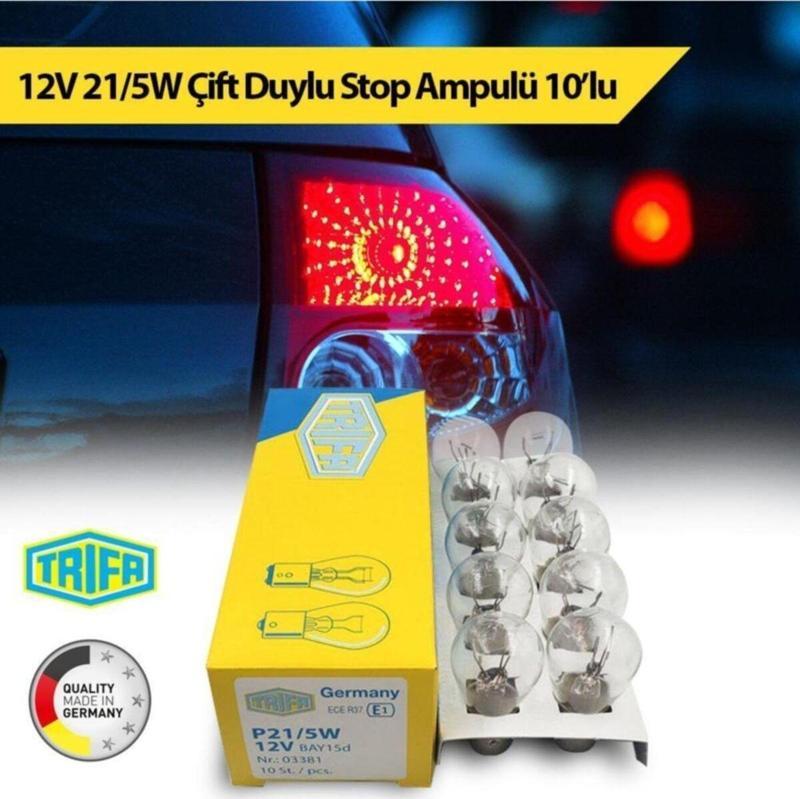 12v 21/5w Çift Duy Stop Ampulü Trifa 10'lu Paket 03381