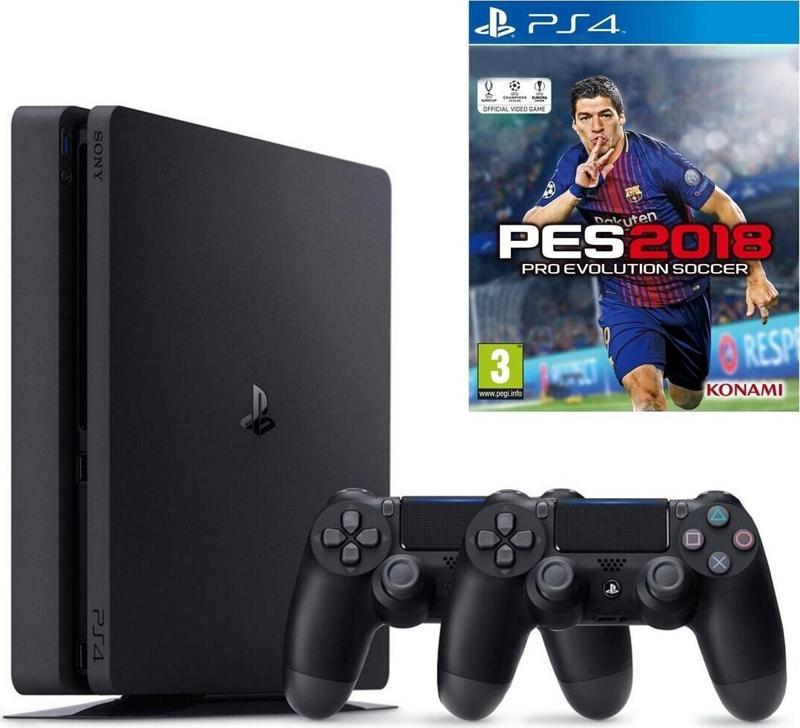 PS4 Slim 500 GB Oyun Konsolu + 2. Kol + Pes 2018-Türkçe Menü