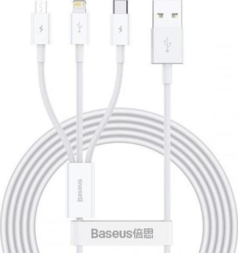 Baseus 50 CM Metre 3.5Amper Yüksek Hızlı 3in1 Type-C, İphone Lightning ve Micro Şarj ve Data Kablosu