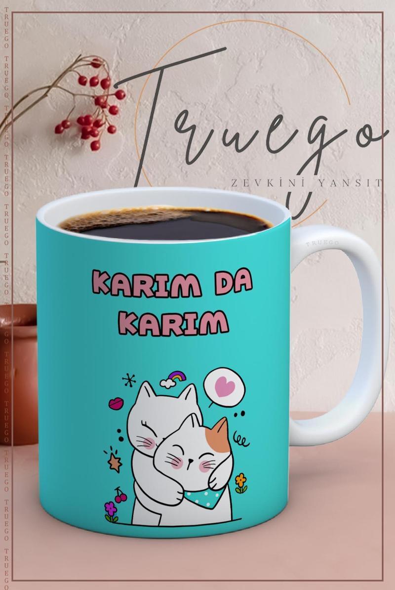 Baskılı Kupa Bardak Seramik Mug Yeşil - Karım da Karım