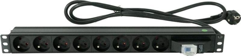 1U 19" 8xALMAN ALÜMİNYUM ON-OFF SWITCH FRANSIZ FİŞ 1,5m PDU