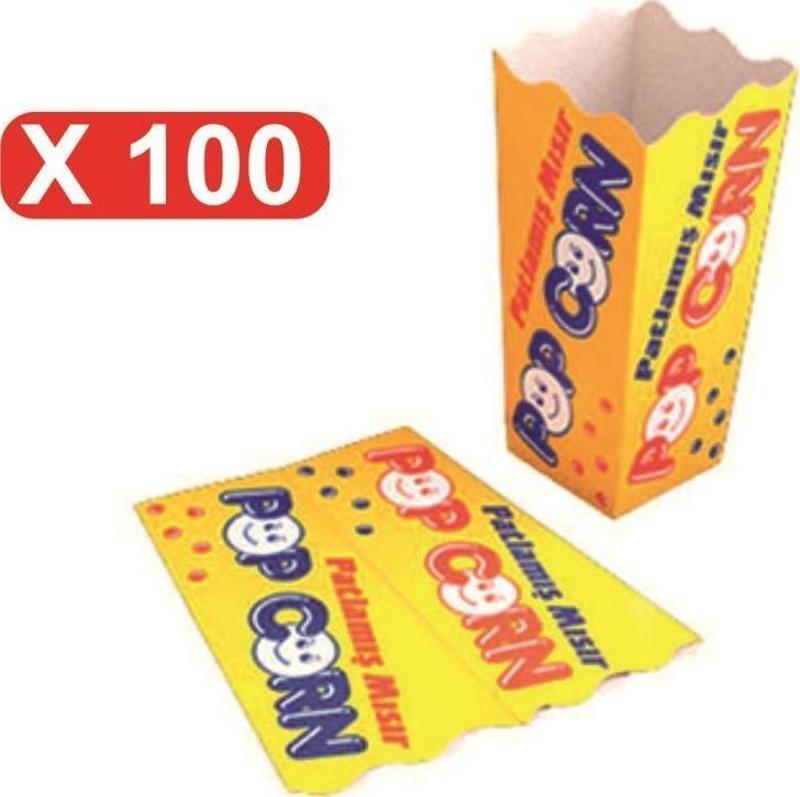 Küçük Karton Pop Corn / Mısır Kutusu 100 Adet