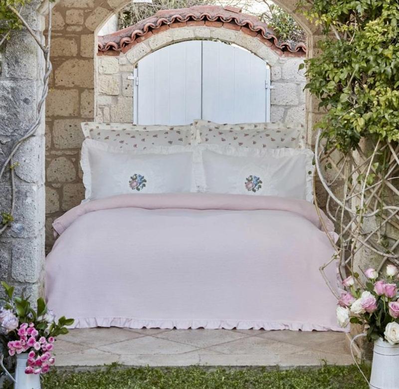 Fayette Pudra Çift Kişilik Nakışlı Nish Set