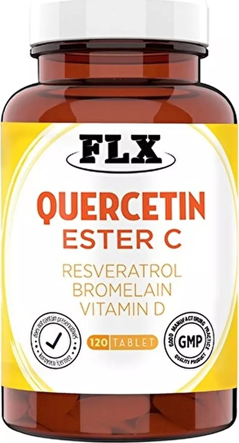 120 Tablet Kuersetin Quercetin Kuşburnu Magnezyum Ester C Vitaminini Vitamin D Resveratrol Bromelain Complex