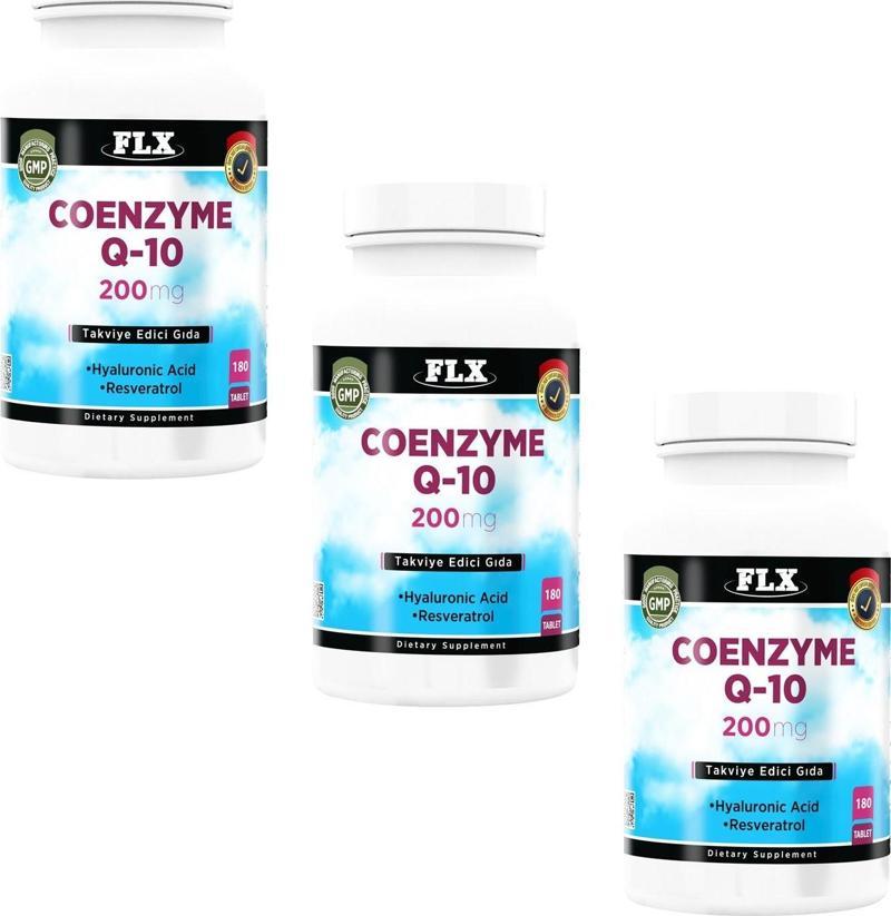 Coenzyme Koenzim Q-10 200 Mg Hyaluronik Asit Resveratrol ( 3 Kutu 180 Tablet )