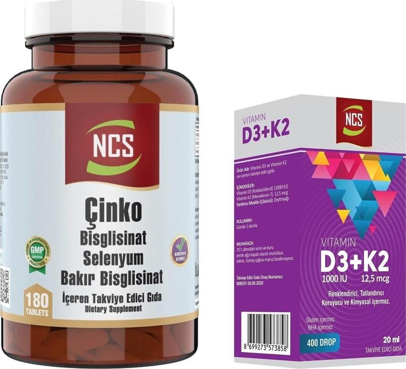 Çinko Selenyum Bakır 180 Tablet   Vitamin D3 K2 Damla