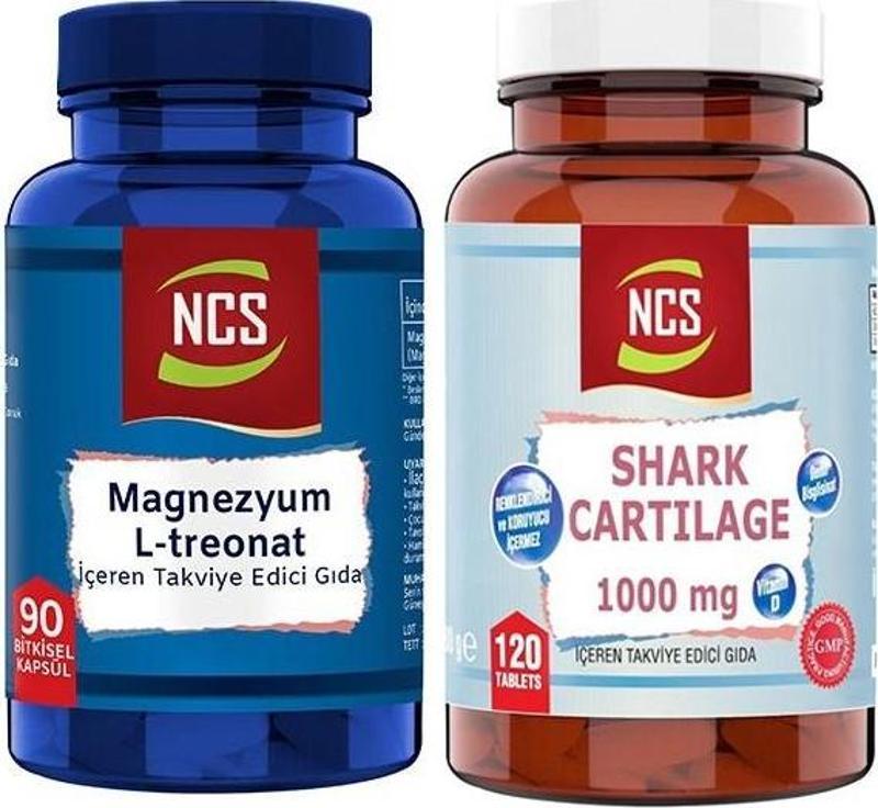 Magnesium L-Threonate Vejeteryan 90 Bitkisel Kapsül Ncs Shark Cartilage Demir Vitamin D3 120 Tablet