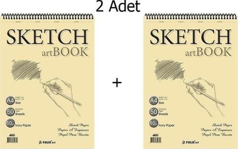 Eskiz Defteri A4 50 Yaprak Spiralli Ivory Sketchbook 90 gr 2'li