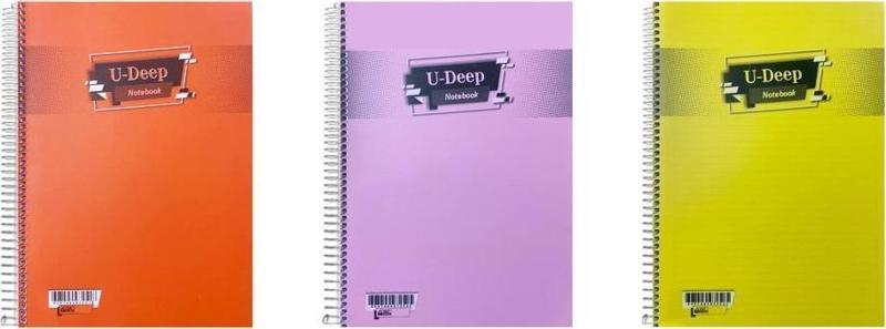 U-DEEP A4 Spiralli Defter Pp. Kapak 120 Yp. Çizgili 3'LÜ