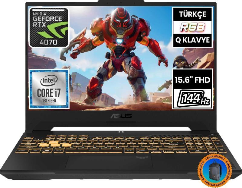 TUF Gaming F15 FX507VI-LP096A8 i7-13620H 64GB 512SSD+1TBSSD RTX4070 15.6" FullHD FreeDOS Taşınabilir Bilgisayar