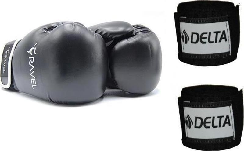 Fighter Deluxe PU Boks Eldiveni + Boks El Bandajı Seti