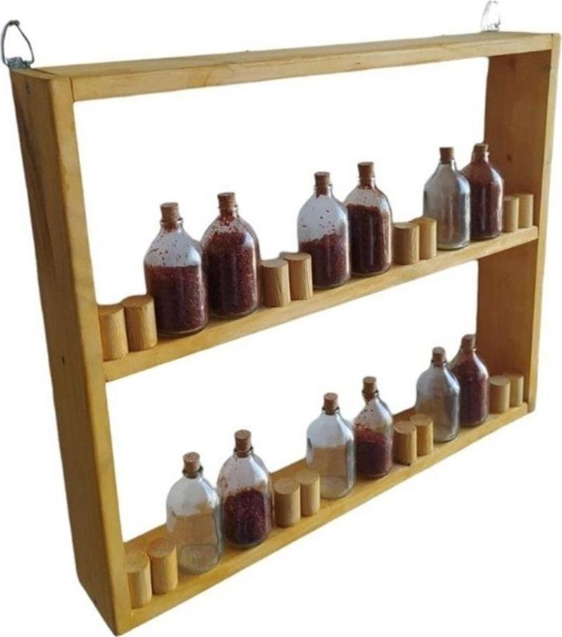 Ahşap Ağaç Tezgah Üstü Askılı Baharatlık Terek Mutfak Organizer