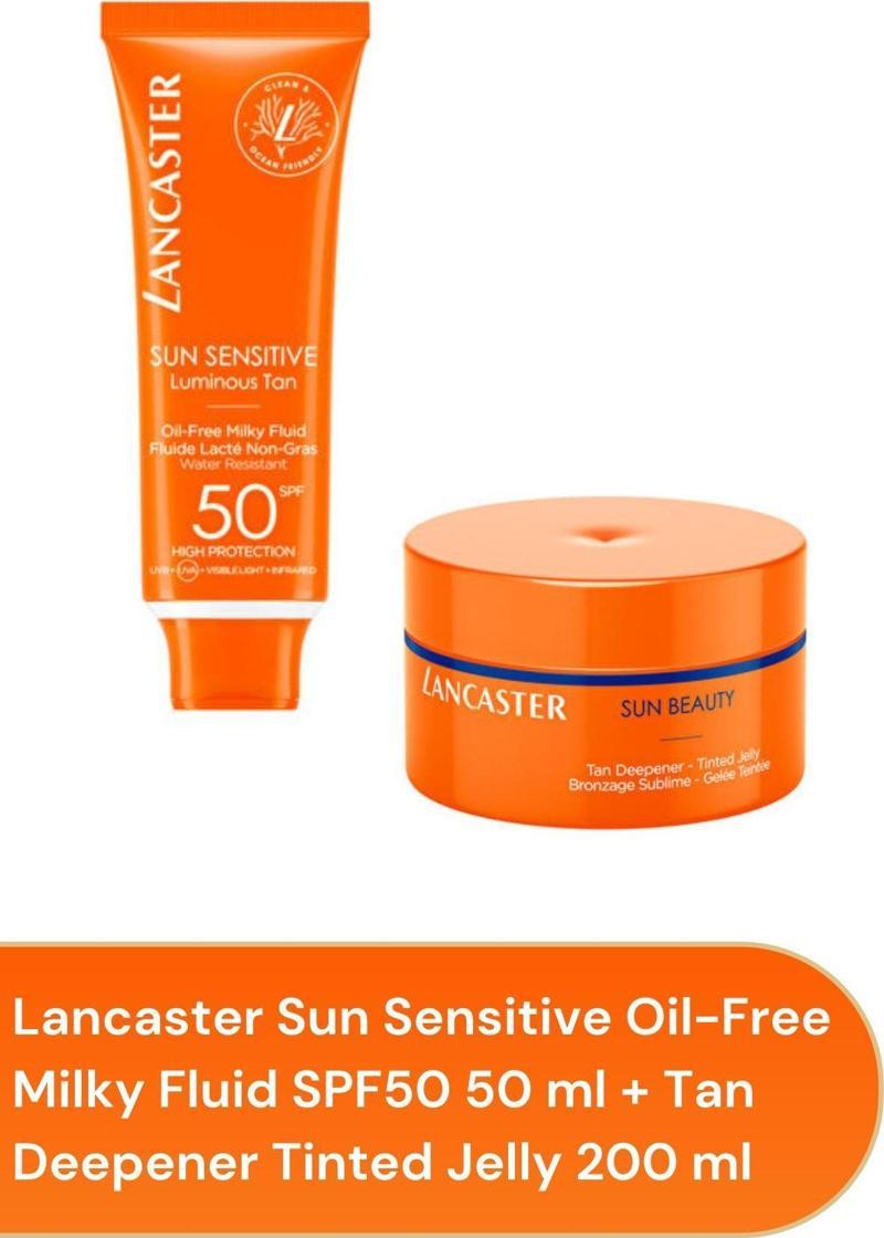 Sun Sensitive Oil-Free Milky Fluid Spf50 50 ml & Tan Deepener Tinted Jelly 200 ml