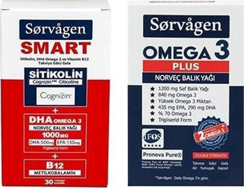 Sorvagren Smart Sitikolin Dha 30 Kapsül & Omegra 3 Plus 60 Kapsül