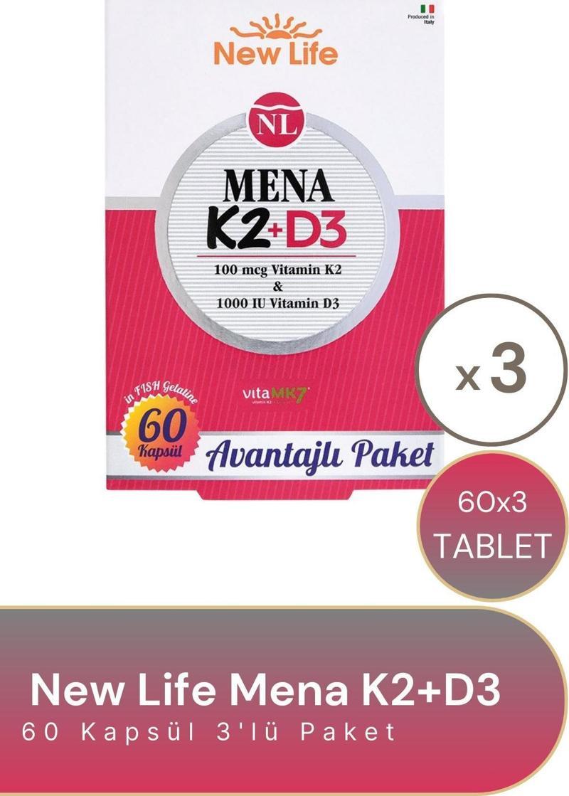 Mena K2 + D3 60 Kapsül - 3 Adet