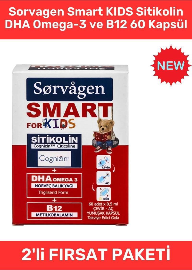 Smart Kıds Sitikolin Dha Omegra-3 Ve B12 60 Kapsül - 2 Adet