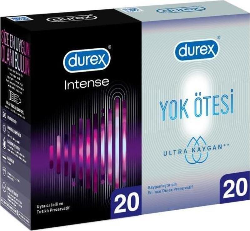 Intense 20’li + Durex Yok Ötesi Ultra Kaygan 20’li Prezervatif Avantaj Paketi