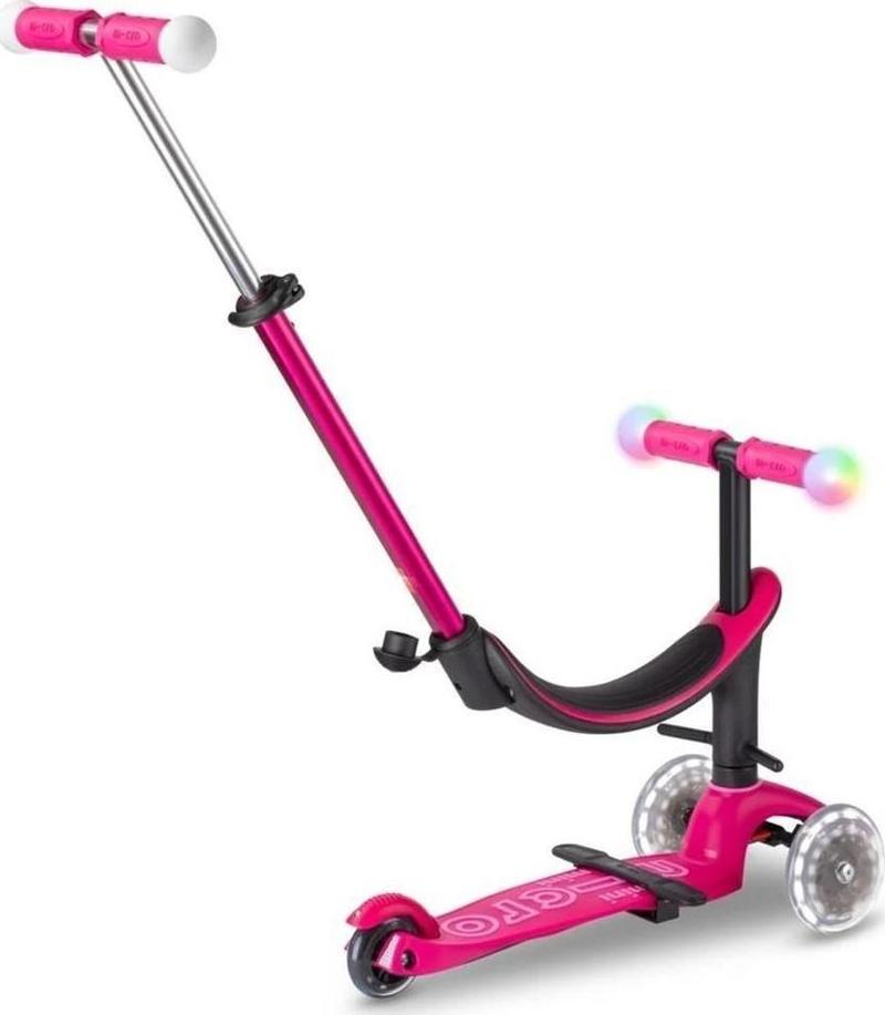 Mini2Grow Deluxe Magic 3 Tekerlekli Scooter LED Pink