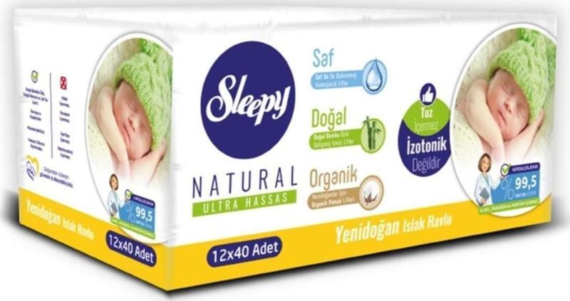 Natural Yenidoğan Islak Pamuklu Mendil Havlu 12 X 40'lı 480 Yaprak