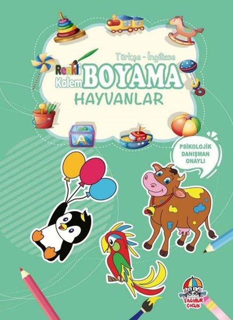 Renkli Kalem Boyama - Hayvanlar Psikolojik Danışman Onaylı Türkçe İngilizce