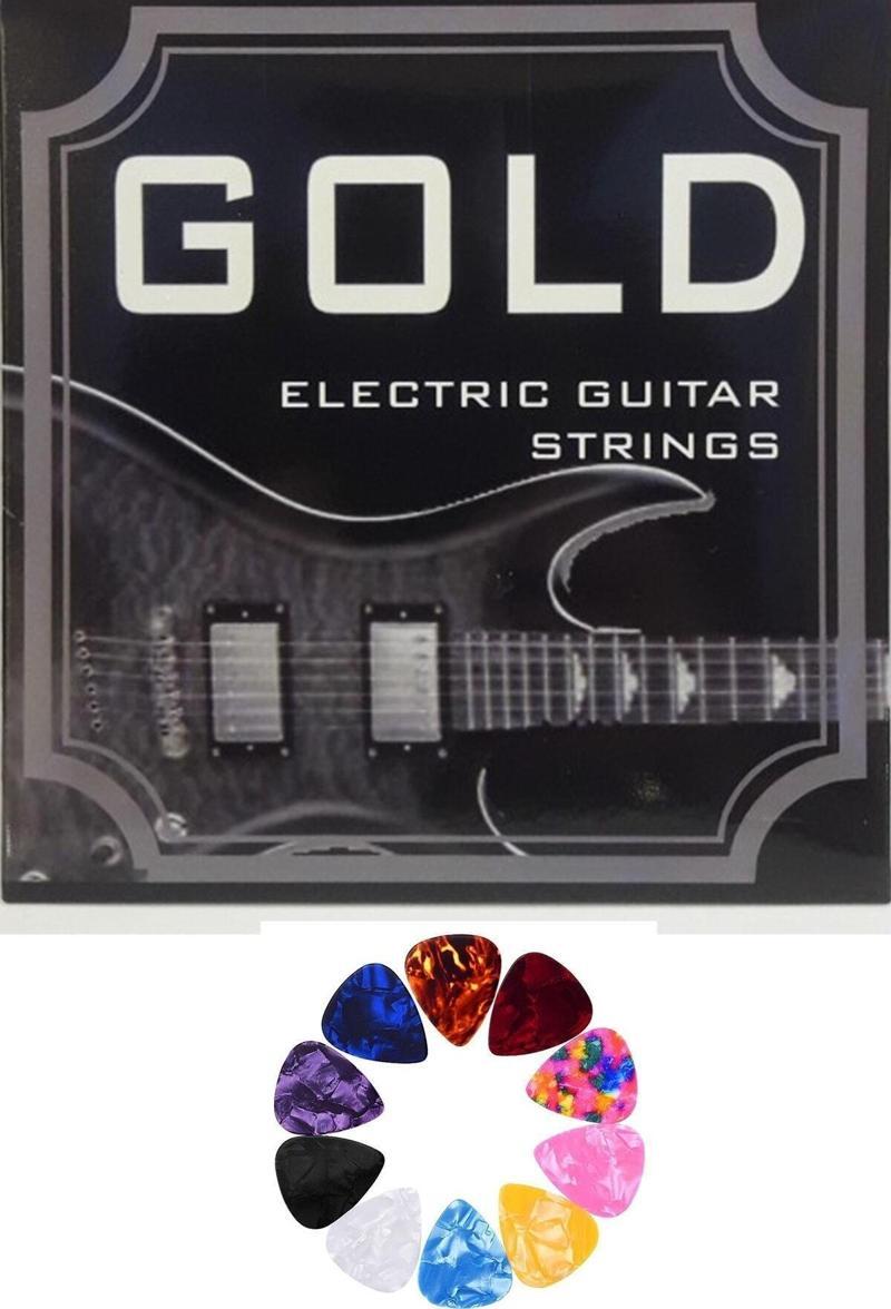 Gold Elektro Gitar Tel Seti + 1 Adet Pena