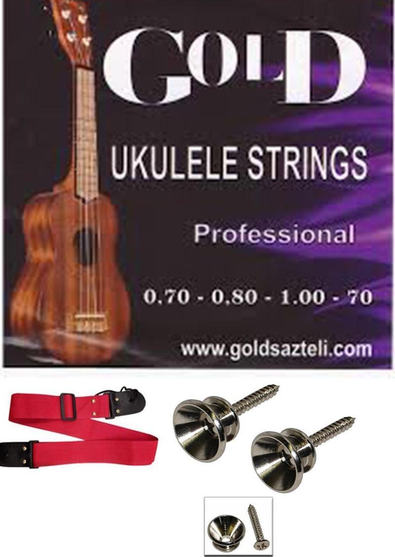 Gold Ukulele Tel Seti Ukulele Askısı Askı Pimi 2 Adet