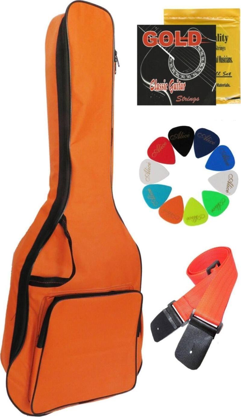 Softcase Gitar Kılıfı - Klasik Gitar Takım Tel - 10'lu Pena Seti - Gitar Askı Kayışı