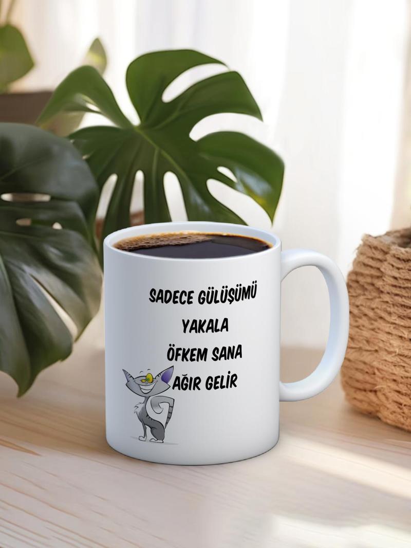 Baskılı Kupa Bardak Seramik Mug - Gülüşümü Yakala..