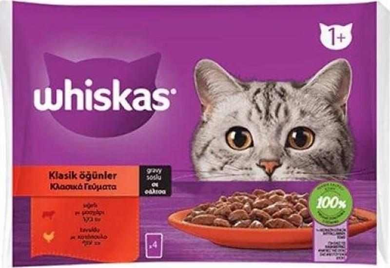 Pouch Sos İçerisinde Sığır Etli ve Tavuklu Yetişkin Konserve Kedi Maması 4 Adet 85 Gr