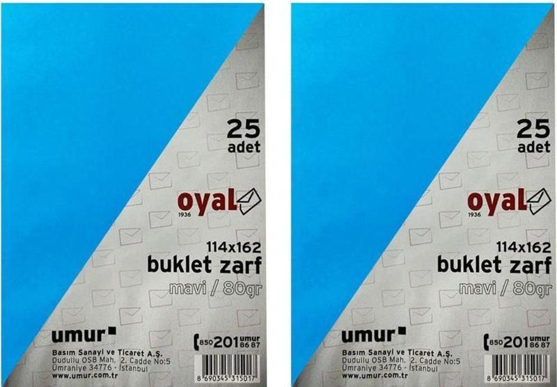 Buklet Zarf Mavi 80 Gr. Silikonlu 11.4 X 16.2 - 2'Lİ