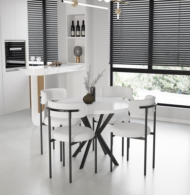 Yuvarlak Mutfak Salon Cafe Restoran Masa Sandalye Takımı 4+1