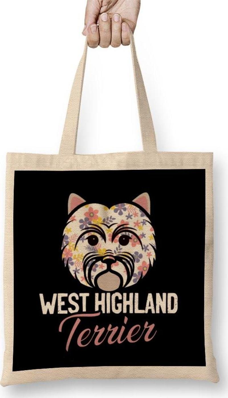 West Highland White Terrier Owner Floral Dog Breed Westie Bez Çanta Uzun Saplı
