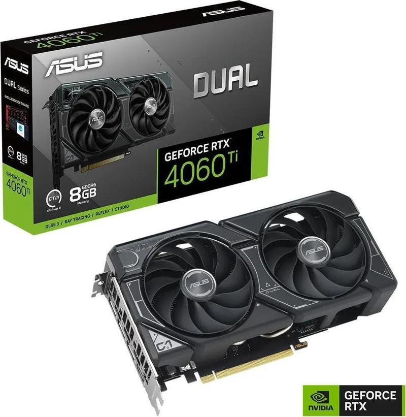 GEFORCE RTX4060Tİ DUAL O8G V2 8GB GDDR6 128 BİT EKRAN KARTI DUAL-RTX4060TI-O8G-V2-BULK 90YV0J47-M0NB00