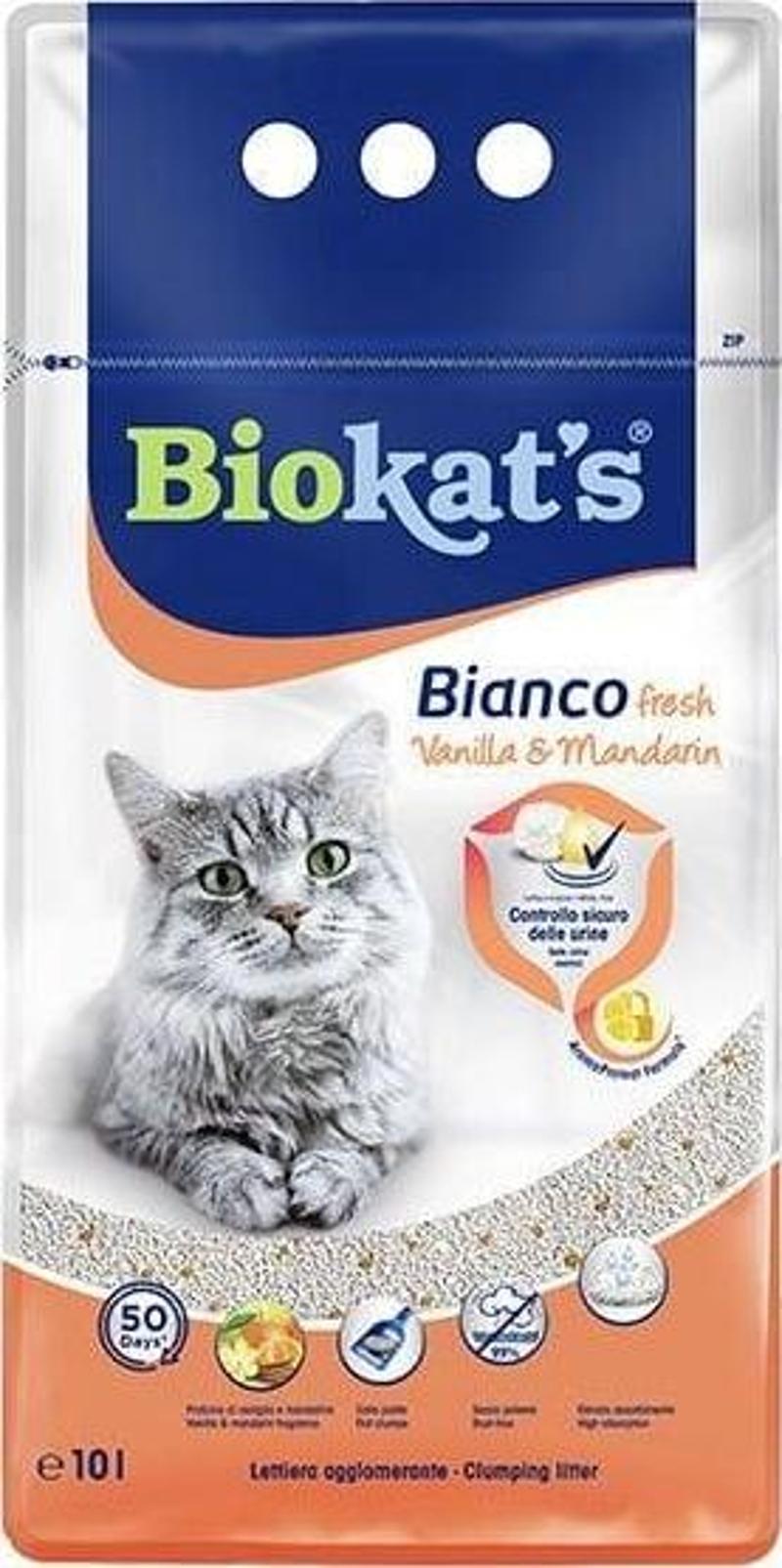 Bianco Fresh Vanilya ve Mandalina Kokulu Topaklanan Doğal Kedi Kumu 10 Lt