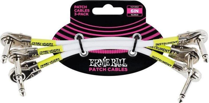 ERNIE BALL P06052 Beyaz 6" Düz açılı 3lü Paket Kablo