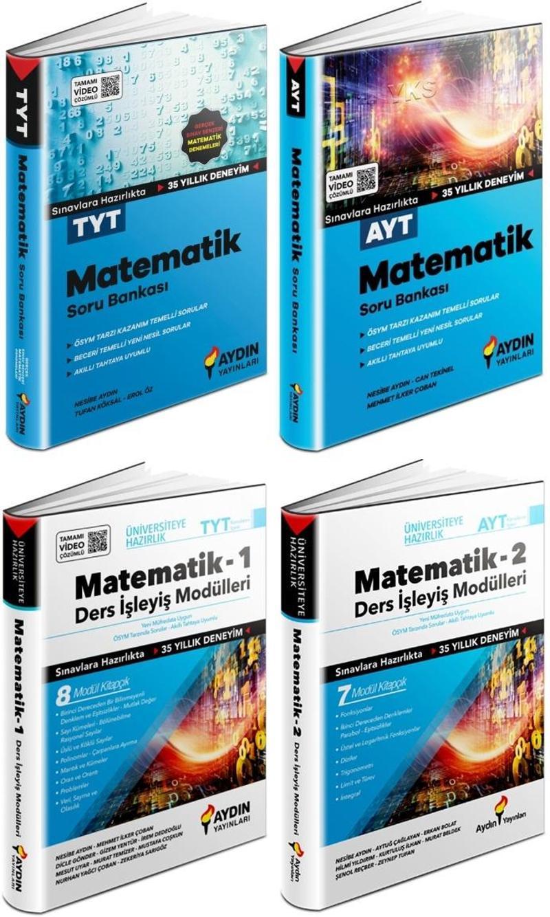 Aydın 2024 Tyt Ayt Matematik Soru + Ders İşleyiş Seti 4 Kitap