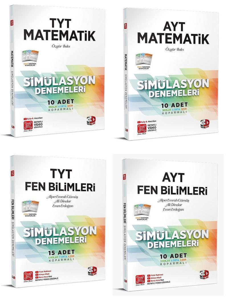 3D Yayınları 2024 Tyt Ayt Matematik + Fen Bilimleri Deneme Seti